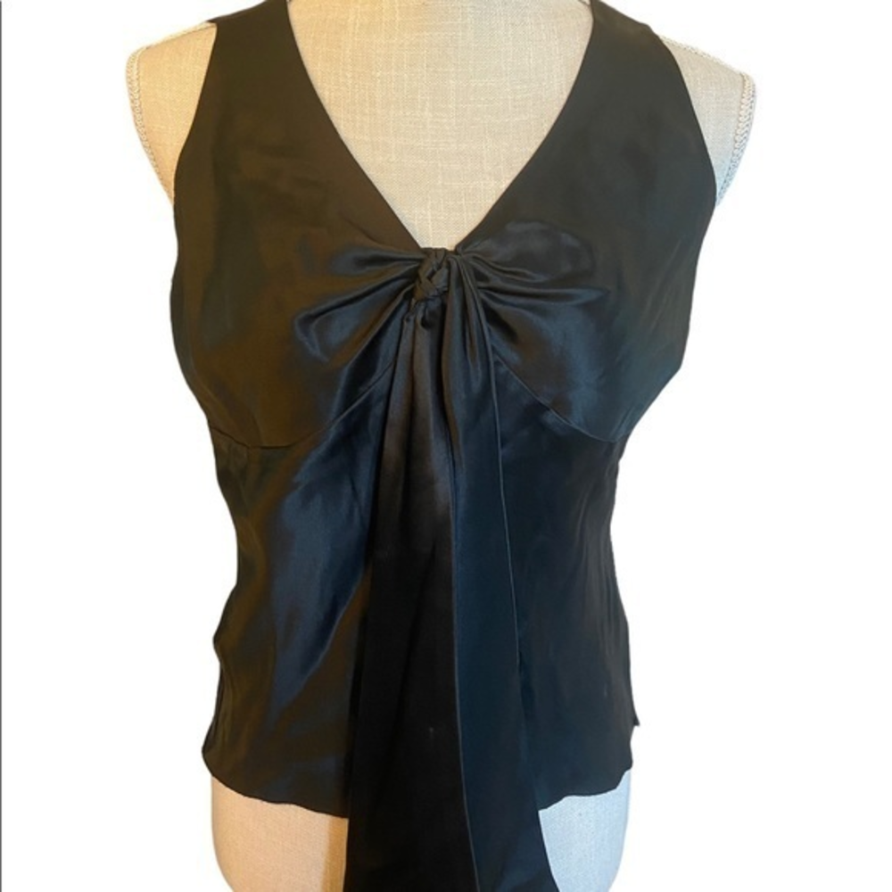 Hanna & Gracie 💯 silk black camisole size XSP‎ with  black scarf tie